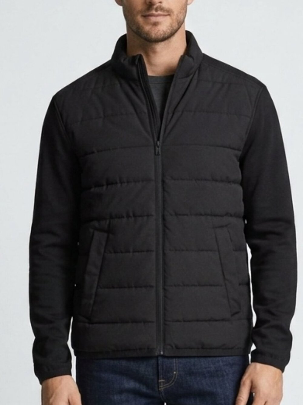 Zara Contrast Light Puffer Black Jacket